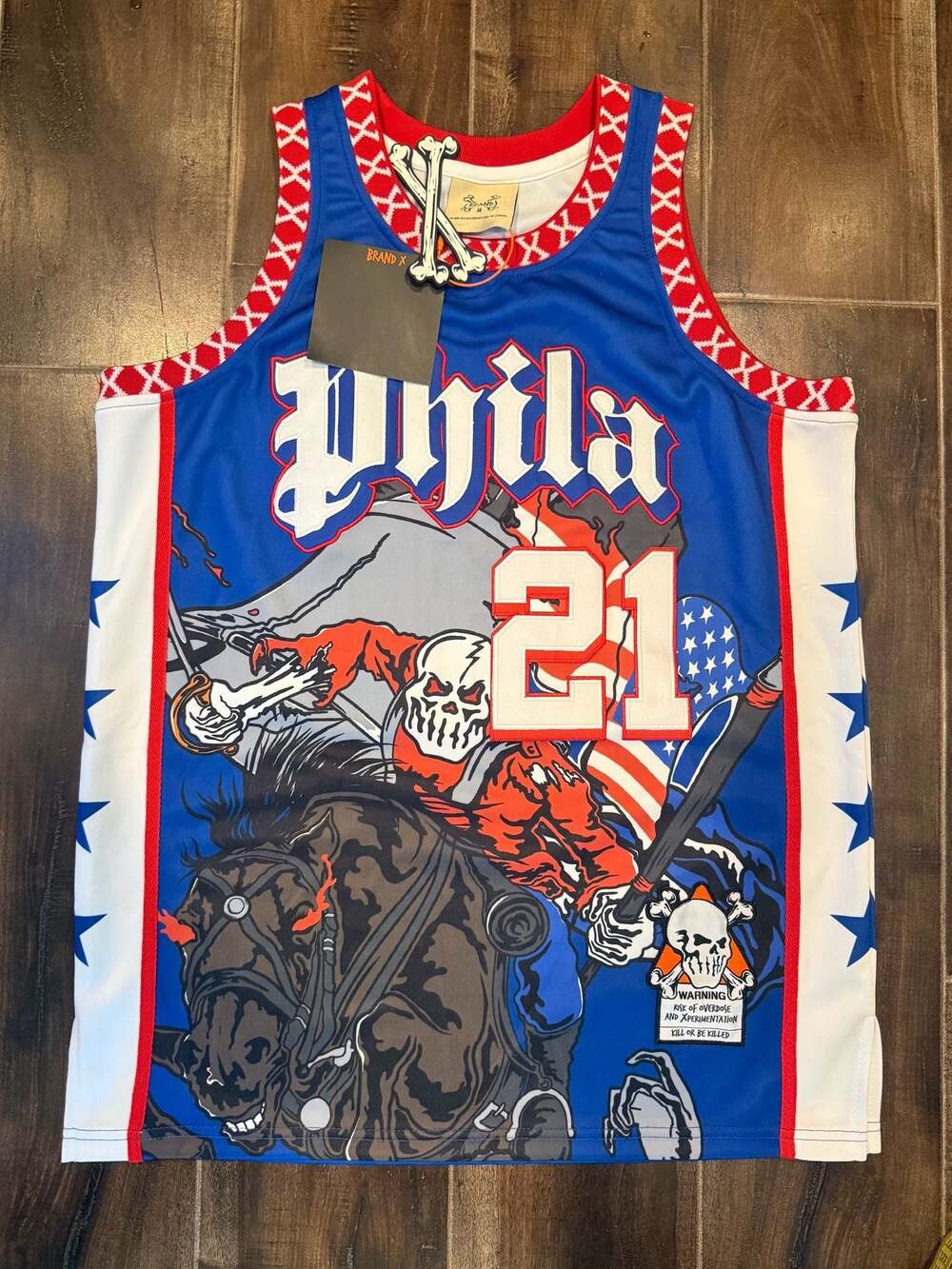 Brand X Joel Embiid Philadelphia 76ers Skull Graphic Basketball Jersey